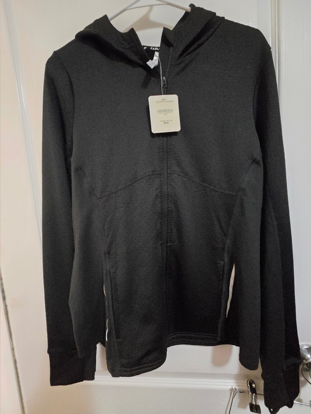 Womens Fabletics Black Full-Zip Hooded Sweatshirt